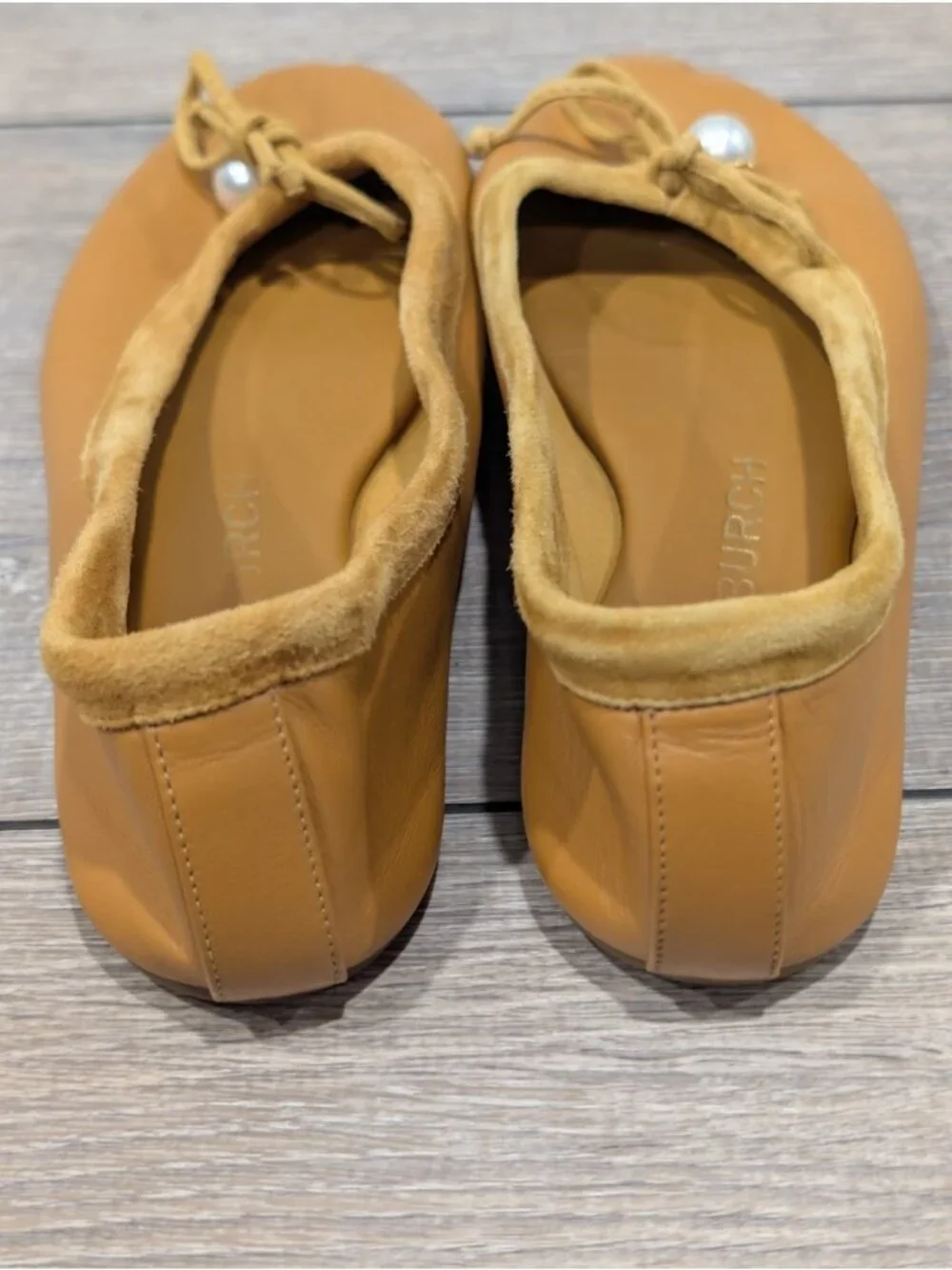 Tory Burch Tory Charm Tan Camel Leather Ballet Slip-On Flats Classic Size 6